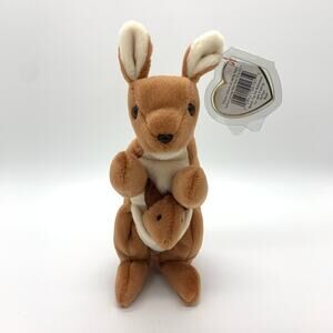 TY Beanie Baby Pouch The Kangaroo 1996 Vintage NWT P.E. Pellets Retired Small